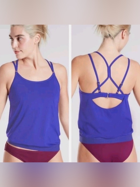 Athleta Other - NEW [Athleta] Cross Back Adjustable Swim Tankini Top in Yacht Blue Women’s 34B/C